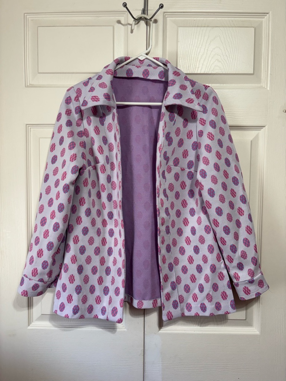 Vintage Polka Dot Open-Front Blazer Jacket